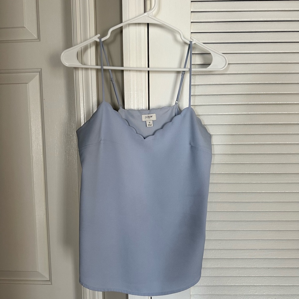 J. Crew Women's Light Blue Scalloped Cami Top